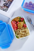 Boîte de stockage alimentaire en plastique écologique 600ML sans BPA avec serrure hermétique pour micro-ondes