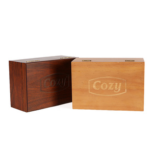 custom high grade cherry wooden tea storage box multi slots brand logo coffee bamboo packaging gift wood box