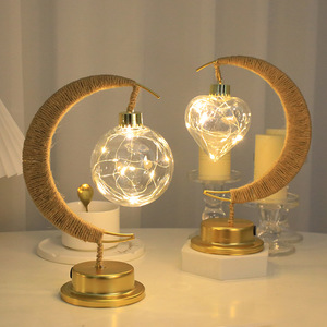 Nueva Lámpara Decorativa LED de Ramadán <span class=keywords><strong>para</strong></span> EID Mubarak, Decoración <span class=keywords><strong>para</strong></span> el Hogar con Diseño de Luna y Estrella, Lámpara de Mesa de Hierro con Diseño de Luna y Estrella de Estilo Nórdico - Product Image 4