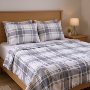 Ensemble de draps Spring Queen 4 pièces à carreaux 100% coton 3000 fils ultra doux pour la maison - Product Image 2