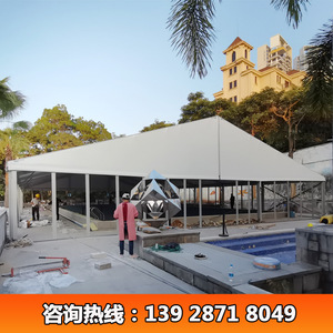 Tente d'exposition extérieure 20x20m avec parois vitrées, toit en PVC, résistante au vent, toutes saisons, type à armature droite - Product Image 2