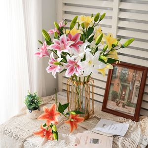 CallaFloral Fleurs artificielles de lys, branche unique, haute simulation, en PVC et caoutchouc souple, blanc, jaune, rose, orange, bordeaux, pour la maison - Product Image 1