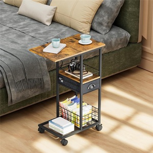 Table basse mobile de luxe légère, table d'appoint moderne, étagère en C pour cuisine, petit chariot, table d'angle pour petit appartement en fer - Product Image 2