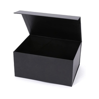 Boîte cadeau magnétique rigide personnalisée écologique pour collier et montre, emballage de bijoux, noir mat, couvercle magnétique à rabat, recyclable