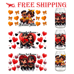 Etiqueta Adhesiva de Transferencia UV con Diseño de Corazón Rojo y Rosa, para Parejas, Estilo Cholo Chola, Envío en 48H, Resistente al Agua - Product Image 1