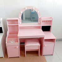 Petit bureau de maquillage pour enfants avec miroir lumineux, table de toilette moderne avec miroirs pour chambre à coucher