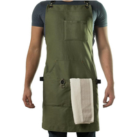 Personalisierte Kochschürze aus Baumwoll-Canvas (10 oz) mit Logo, wasserdicht, überkreuzte Rückenbänder, Arbeitschürze mit Taschen für BBQ und Kochen