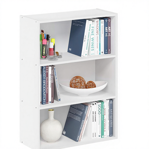 Estantería de Bambú de 3 Niveles Resistente para Libros, para Sala de Estar, Dormitorio, Oficina en Casa, en Blanco Liso, Muebles para el Hogar - Product Image 1