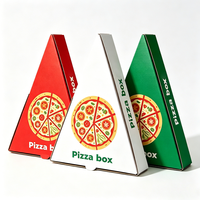 Kotak Pizza Segitiga 9 Inci Dua Tingkat untuk Satu Potong Pizza, Kemasan Kertas Kraft, Kotak Pizza Individual