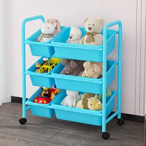 Kinderspielzeug-Aufbewahrung organisator mit Kunststoff behältern Spielzeug aufbewahrung einheit mit 6 abnehmbaren Behältern für Spielzimmer-Kinderzimmer