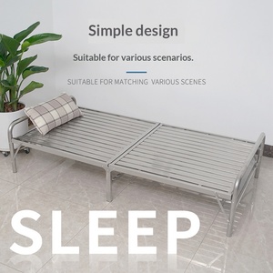 Раскладная кровать из нержавеющей стали для обеденного перерыва и отдыха, для взрослых, для дома, офиса, съемной квартиры, современный простой дизайн, модель 001, каркас - Product Image 1