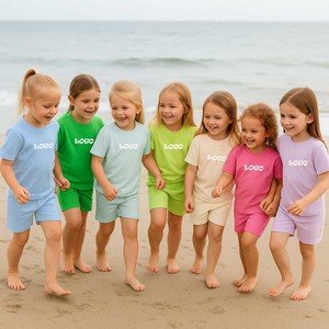 Conjuntos de Ropa de Verano para Niños de Algodón Personalizados, Pantalones Cortos de Ciclista, Ropa Infantil al por Mayor, Conjuntos de Dos Piezas para Niñas, Conjunto de Ropa Infantil 2026 - Product Image 1