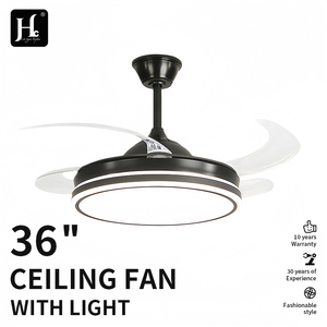 Ventilateur de plafond LED moderne avec moteur DC, 4 pales, télécommande, intensité variable 3000K-6000K, construction métallique, 6 vitesses, montage encastré pour salon - Product Image 2