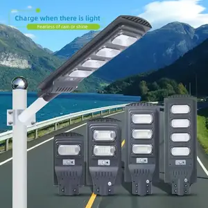 Luminárias solares externas à prova d' água ip65, smd, 30w, 60w, 90w, 120w e 150w, intercalada, tudo em um, iluminação solar de rua