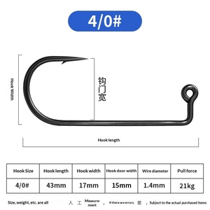 32833 Hameçons à anneau vierges 10 # -7/0 #   Hameçon <span class=keywords><strong>de</strong></span> pêche en acier à haute teneur en carbone nickelé noir, à 90 degrés, barbelé, pour jigging DIY - Product Image 5