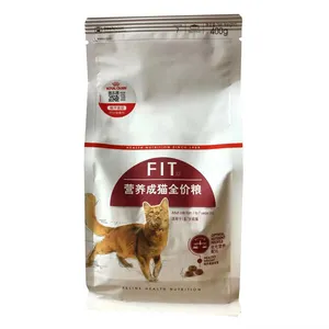 Sac personnalisé de grande taille 10kg, 20kg sac d'emballage alimentaire pour chat de compagnie sac à fond plat de haute qualité