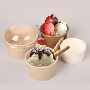Jetable à emporter carton 16 oz papier congelé dessert crème glacée conteneur tasse avec couvercle