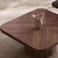 Ensemble de tables basses design en bois de noyer de style vintage, carrées, pour salon, petit appartement, minimaliste italien