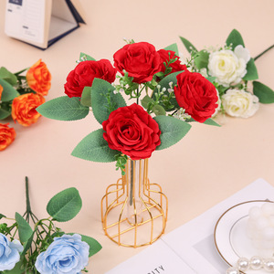Roses romaines rétro, fleurs artificielles en soie simulée pour la décoration murale de fond de mariage, décoration florale pour le salon - Product Image 4