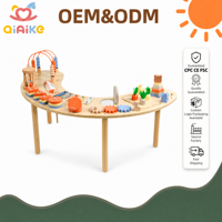 Table d'activités Montessori en bois en gros, planche d'activités, labyrinthe de perles, xylophone, jeu de correspondance des formes, puzzle à engrenages, jouet OEM ODM
