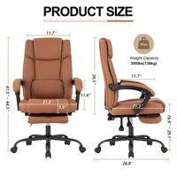 Fauteuil de bureau exécutif inclinable avec repose-pieds, chaise ergonomique pour bureau à domicile, support lombaire, en cuir PU imperméable, pivotant