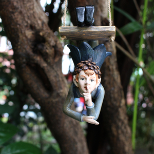 Figurine de garçon en <span class=keywords><strong>noyer</strong></span>, ornements d'arbre en résine bon marché, décoration de jardin, Sculpture de garçon en <span class=keywords><strong>noyer</strong></span> de jardin féerique en résine, Offre Spéciale - Product Image 5