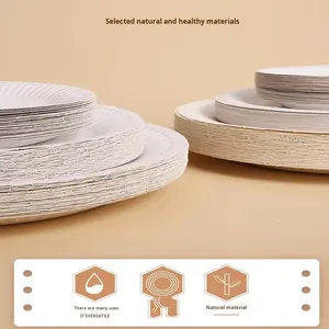 Platos Redondos Desechables Blancos Modernos, Vajilla para Cumpleaños, Fiestas, Picnics, Aperitivos, Hechos de Papel de Bagazo - Product Image 4