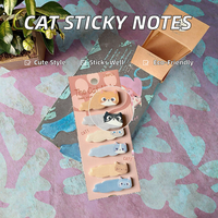 Adorables notes autocollantes en forme de chat de dessin animé, index réutilisables pour marquage, blocs-notes et autocollants de messages