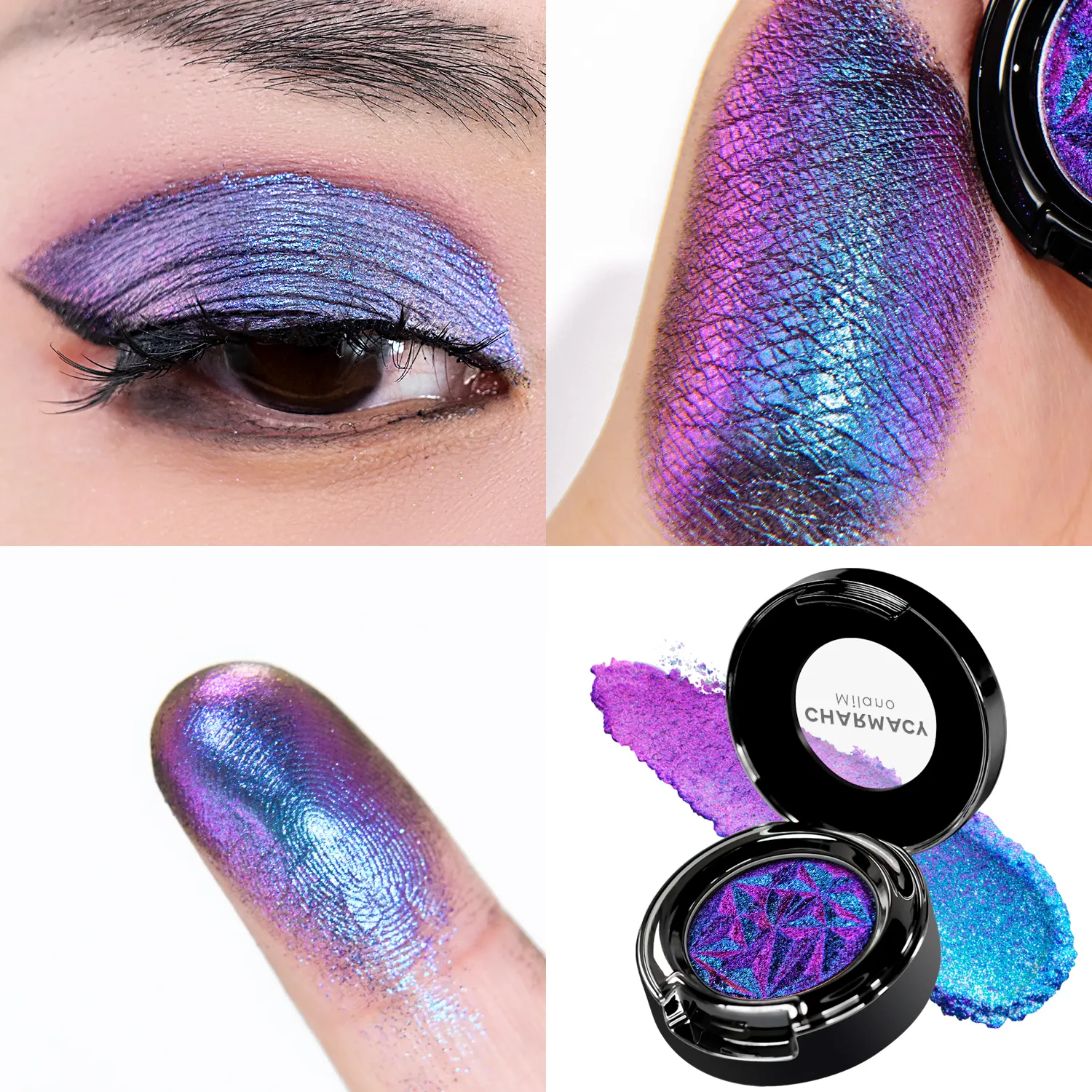 Cosméticos de maquillaje de ojos alto pigmento vegano multicromo prensado Duochrome solo camaleón sombra de ojos