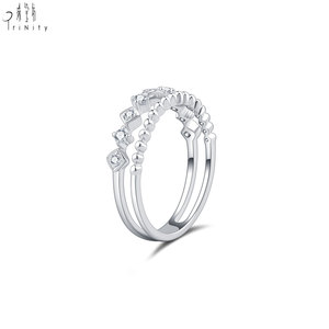 Proveedor de Hong Kong de joyería: Anillos apilables para uso diario para mujeres, anillo de oro macizo de 18 quilates con diamantes naturales para el Día de San Valentín - Product Image 3