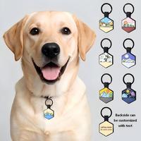 Tag ID Hewan Peliharaan Berbentuk Heksagon dari Logam Silikon, Dapat Diukir Laser Dua Sisi, Teks Dapat Disesuaikan, Tag Nama Anjing, Tag Kalung Anti-Hilang
