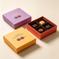 Boîtes d'emballage pour truffes fantaisie avec motifs, design populaire, couvercle en carton, boîte à chocolat carrée en carton ondulé recyclable