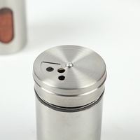 Vente en gros de shaker à épices en acier inoxydable 100ml pot en verre de cuisine pour sel et poivre