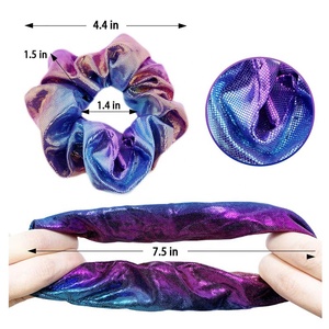 Brillante metallico coda di cavallo sirena fascia per capelli arco elastici per capelli per ragazze Ombre Rainbow Glitter capelli Scrunchies - Product Image 4