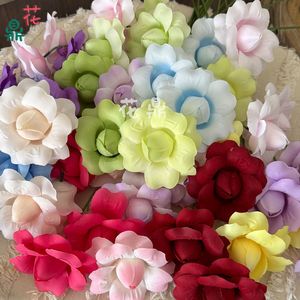Fleur artificielle en soie Hua Ding, rose à 3 têtes à pétales inversés, branche unique, pour décoration de mariage, arche et rangées au sol haut de gamme - Product Image 4