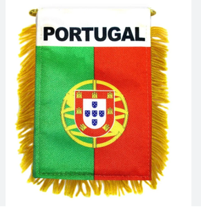 Drapeau suspendu du Portugal, mini drapeau de voiture pour la Coupe du Monde de football, avec ventouse, franges dorées, double face, 10*15cm - Product Image 1
