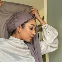 Hijab instantané doublée en soie, avec doublure en Satin, avec couvre-chef, 2022