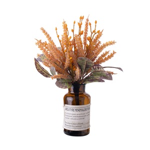 Bouquet de fleurs artificielles Alpine Grass Beauty Beads, décoration de mariage en plastique, couleur café, beige verdâtre, rose, violet - Product Image 5