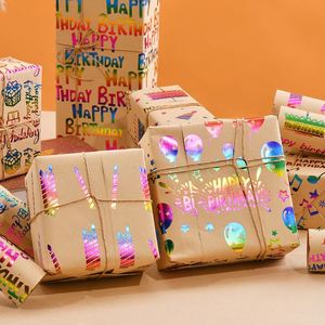 Papel de Regalo con Estampado de Dibujos Animados Alegres, Papel Decorativo con Estampado de Arcoíris en Relieve, al por Mayor, para Regalos de Eventos Deportivos - Product Image 1