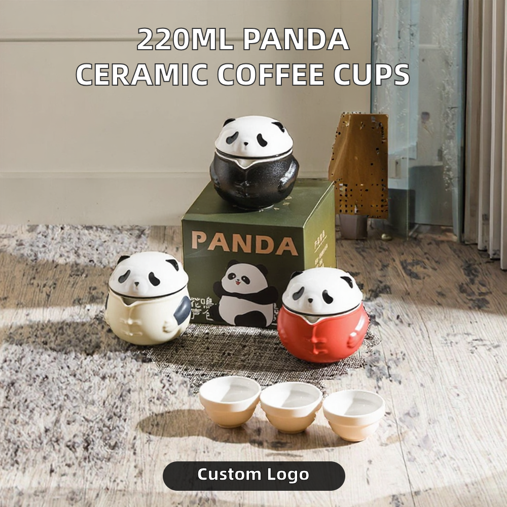 Kung Fu Panda Ceramic Tea Cup and Saucers Set Porcelain 220ml American Style Design Back to School Gift for Friends