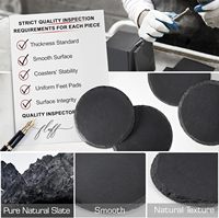 Sous-verres en ardoise noire classiques écologiques en gros, avec support anti-rayures, gravure laser personnalisable pour bar