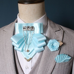 Conjunto de 3 piezas: <span class=keywords><strong>Corbata</strong></span> de Moño, Corsage Floral <span class=keywords><strong>y</strong></span> Pañuelo de Bolsillo con Pedrería Exagerada, Estilo Europeo Americano <span class=keywords><strong>para</strong></span> Caballero - Product Image 2