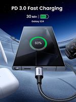 Cable USB C a USB C UGREEN, cable USB PD de 60W con revestimiento de nailon trenzado, cable tipo C duradero para iPhone 15