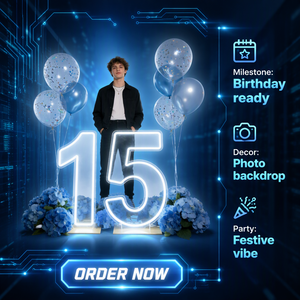 Insegna al Neon Personalizzata <span class=keywords><strong>Numero</strong></span> 15, Luce LED al Neon per Festa di Compleanno 15 Anni, Evento Quinceanera, Decorazione per Photo Booth - Product Image 1