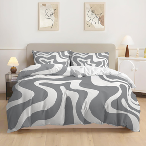 Nhà Máy Trực Tiếp Nhiều Màu Sọc 3Pcs Bộ Đồ Giường Bộ Mềm Phòng Ngủ Và Phòng Khách 90gsm Duvet Cover Set - Product Image 6