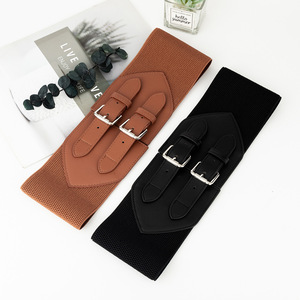 Fanghui haut de gamme <span class=keywords><strong>femme</strong></span> double bouton noir <span class=keywords><strong>ceinture</strong></span> ultra-<span class=keywords><strong>large</strong></span> jumelé avec coupe-vent, chemise, <span class=keywords><strong>robe</strong></span>, corset, <span class=keywords><strong>ceinture</strong></span> élastique Fo - Product Image 3