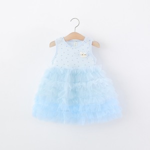 Abito Estivo Traspirante Senza Maniche in Tulle a Strati con Decorazioni Cartoon per Bambine - Product Image 2