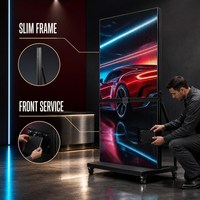 Affichage LED pliable P1.86 pour salle d'exposition de voitures de luxe, cadre fin, contraste élevé, 4K HDR10, 1200 cd, NTSC 110%, support au sol