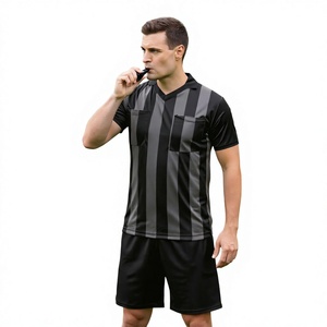 Maillot de football rayé noir et gris pour homme, col en V, manches courtes, anti-transpiration, avec poches, coupe classique, vêtements pour adultes - Product Image 1
