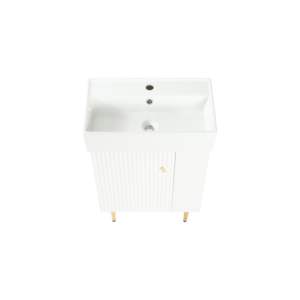 Lavabo de 21,6 pulgadas blanco brillante solo 24V06PB21 Diseño elegante de una sola pieza - Product Image 4